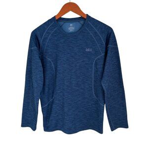 REI Mens Blue Long-Sleeve Performance Crewneck Shirt Polyester Blend Athletic Fi